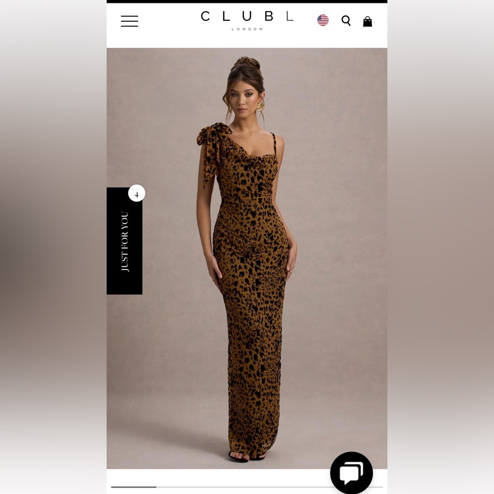 Club L London YASMIN
LEOPARD PRINT VELVET STRAPPY MAXI DRESS WITH BOW size 6 NWT
